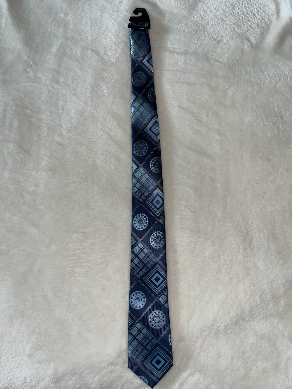 Stacy Adams Navy and Light Blue Geometric Silk Tie